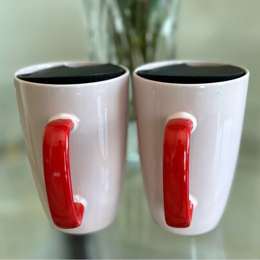 Starbucks Valentines Red-Lips Mugs With Lids (2 Pieces)